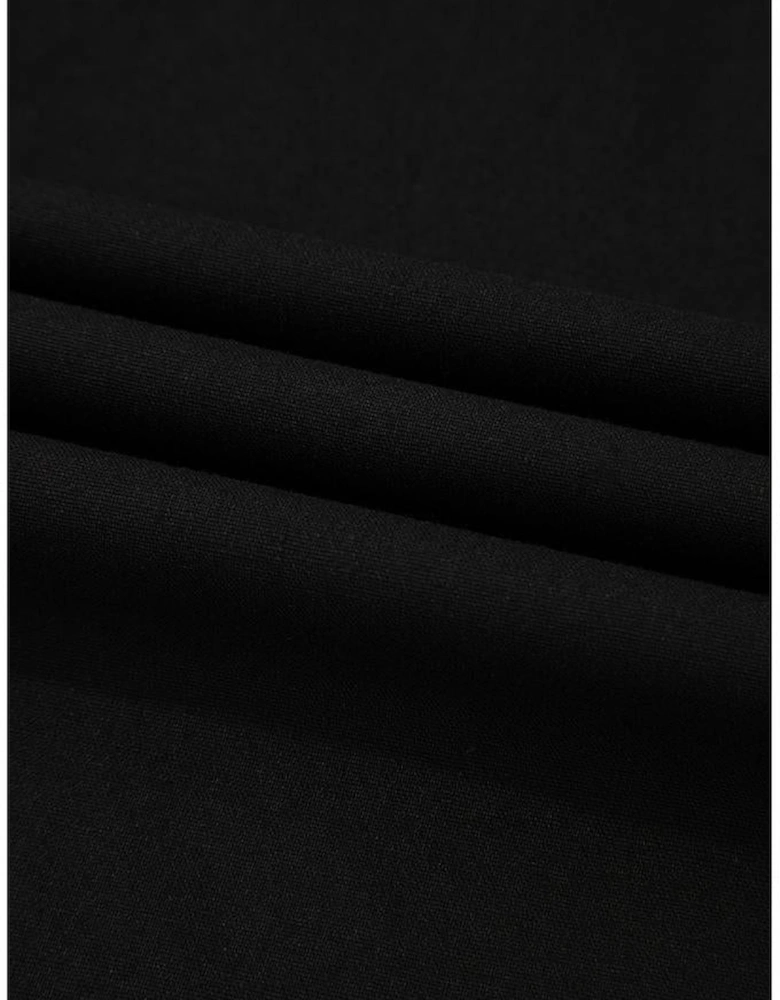 Black Spaghetti Straps Shirred Bodice Pocketed Wide Leg Jumpsuit