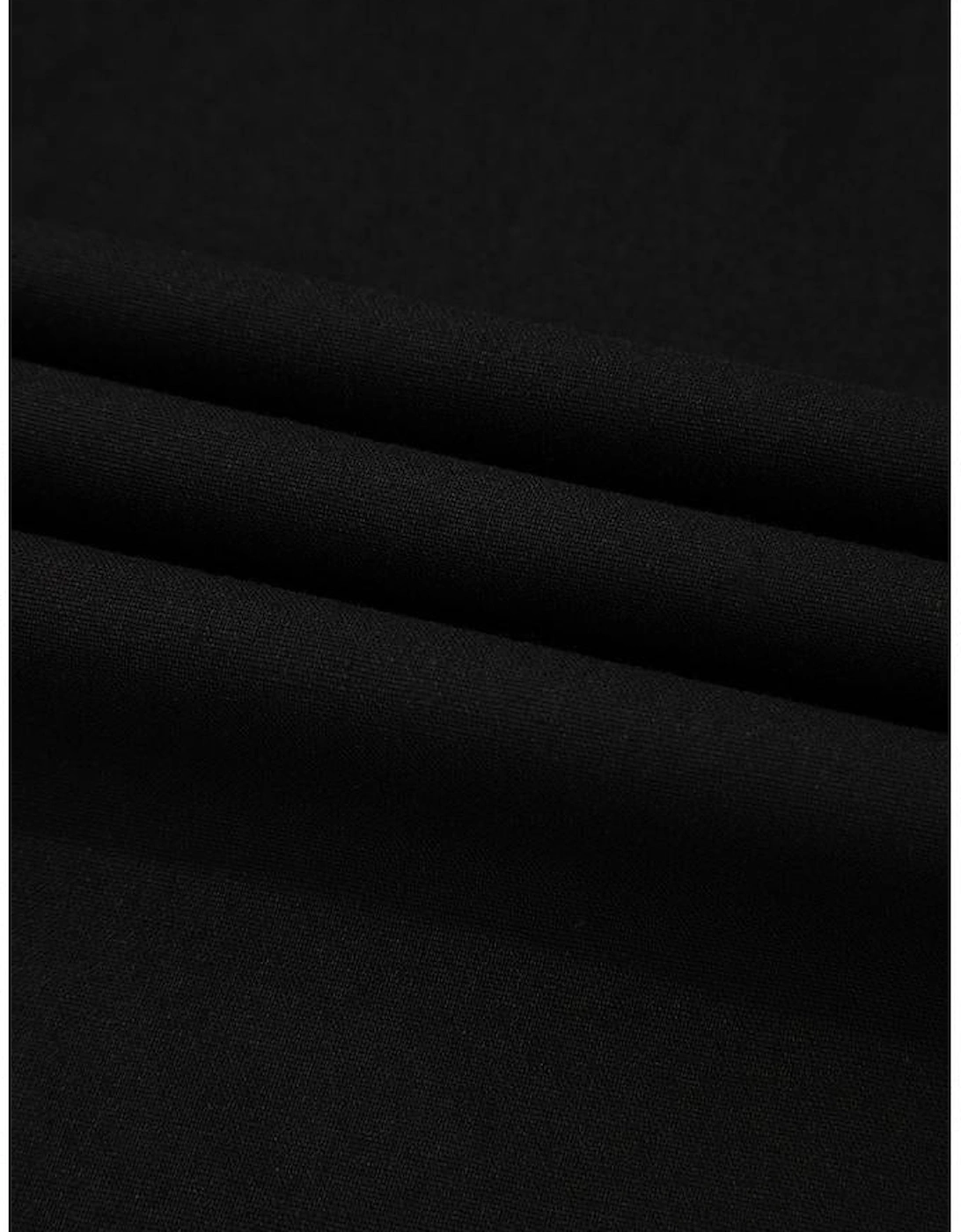 Black Spaghetti Straps Shirred Bodice Pocketed Wide Leg Jumpsuit