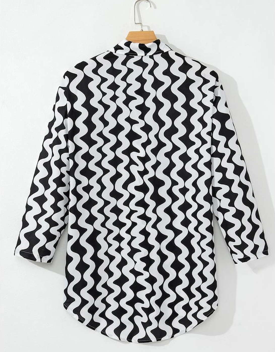 Black Stripe Print Loose Fit Open Front Beach Cover Up