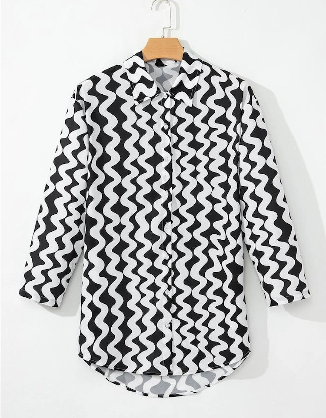 Black Stripe Print Loose Fit Open Front Beach Cover Up