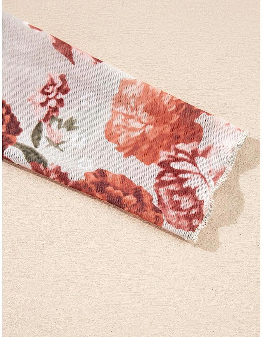 Pink Floral Printed Long Sleeve Sheath Bodysuit