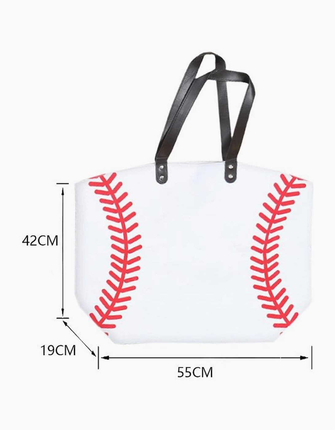 White Baseball Pattern Canvas Large Tote Bag