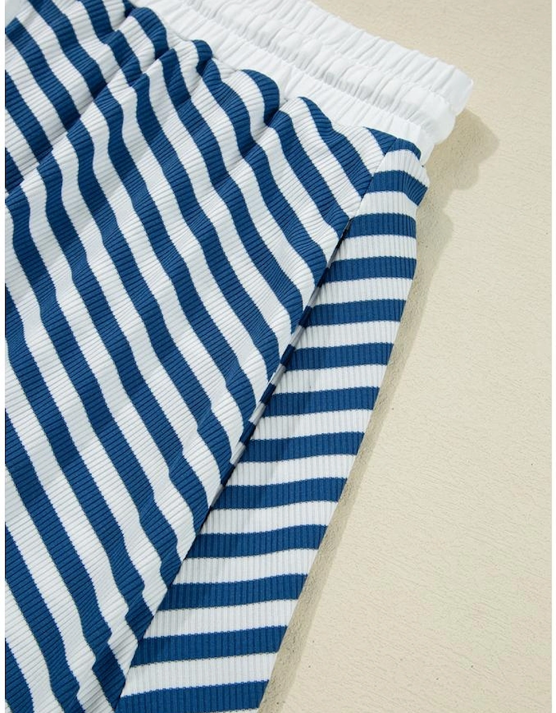 Blue Stripe Short Sleeve Collared V Neck Top Plus Size Skort Set