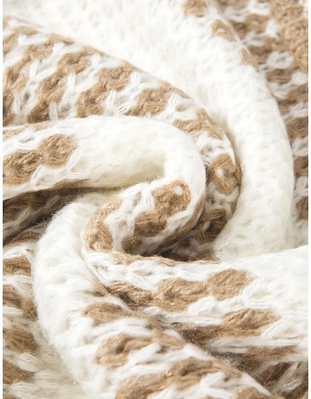 Brown Stripe Drop Shoulder Round Neck Loose Sweater