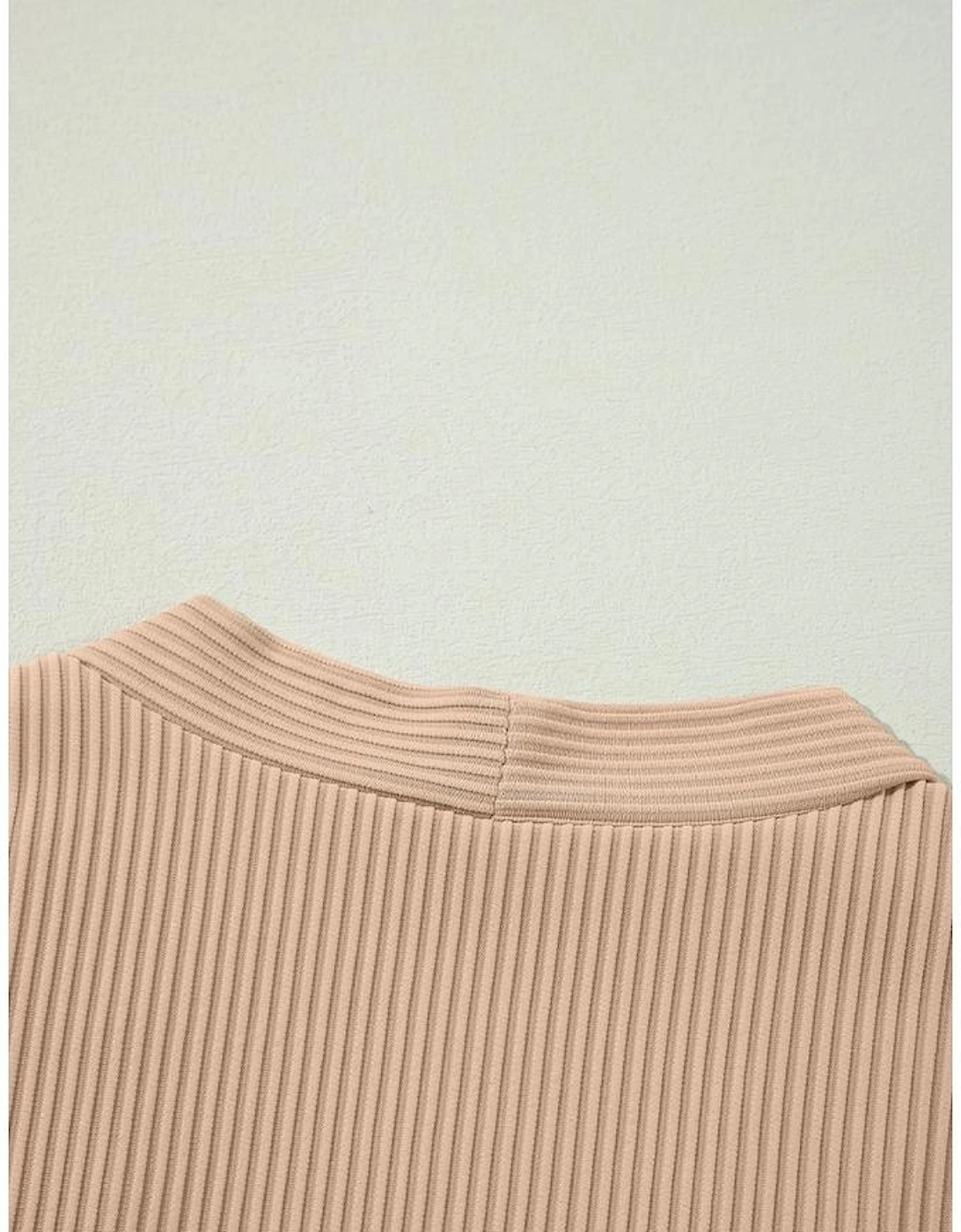 Parchment Lace Patchwork Ribbed Knit Open Front Duster Cardigan