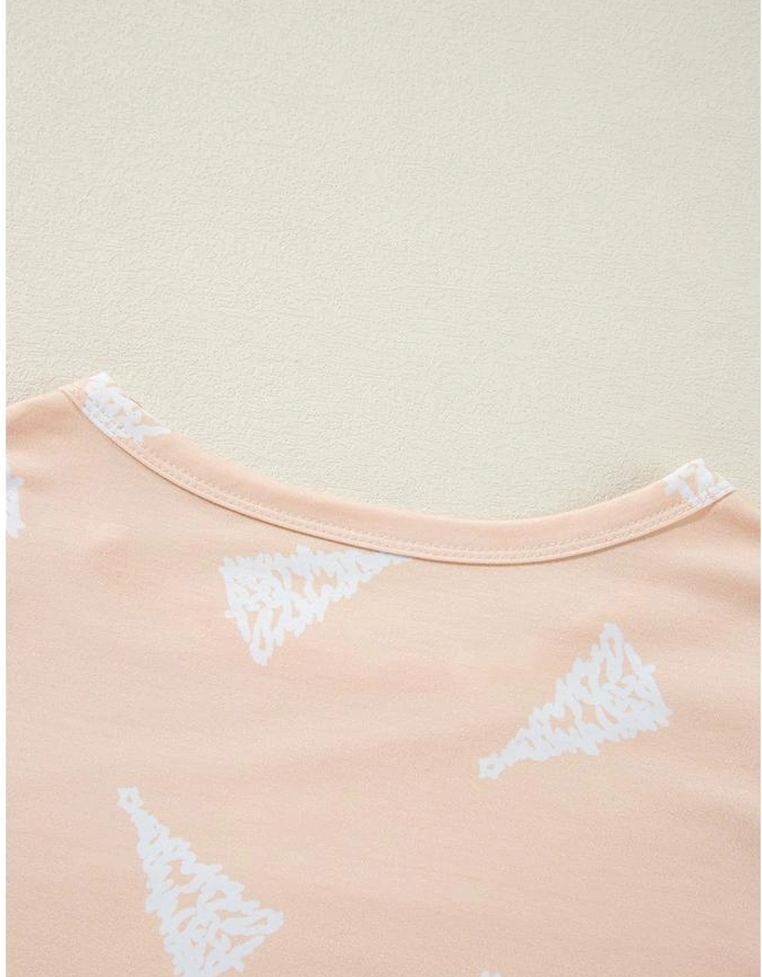 Apricot Christmas Tree Print Loose Fit Two Piece Pajama Set