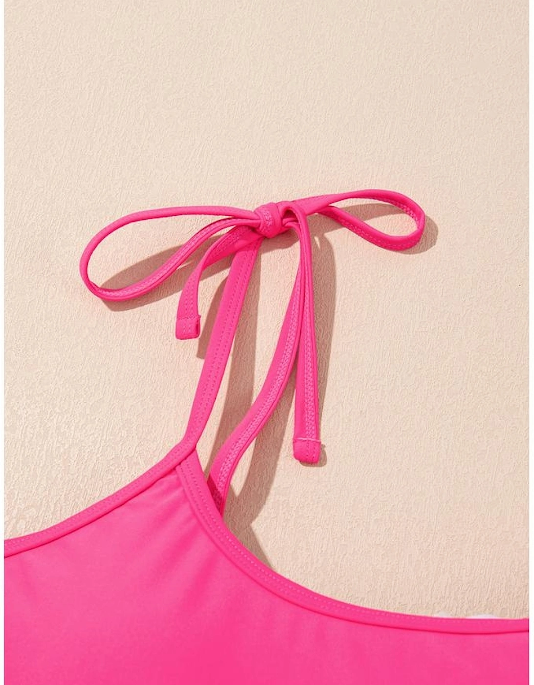 Rose Red Tie Shoulder Floral Print Cute Tankini Set