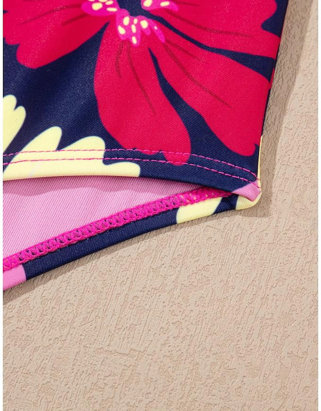 Rose Red Tie Shoulder Floral Print Cute Tankini Set