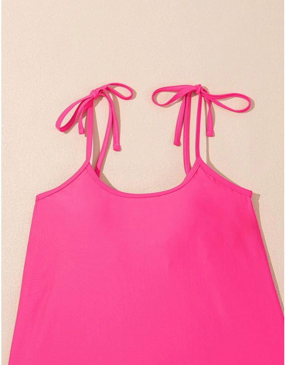 Rose Red Tie Shoulder Floral Print Cute Tankini Set