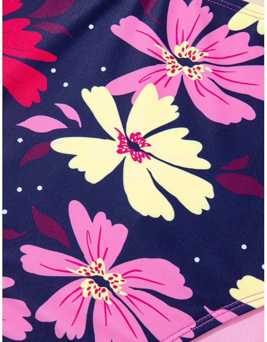 Rose Red Tie Shoulder Floral Print Cute Tankini Set