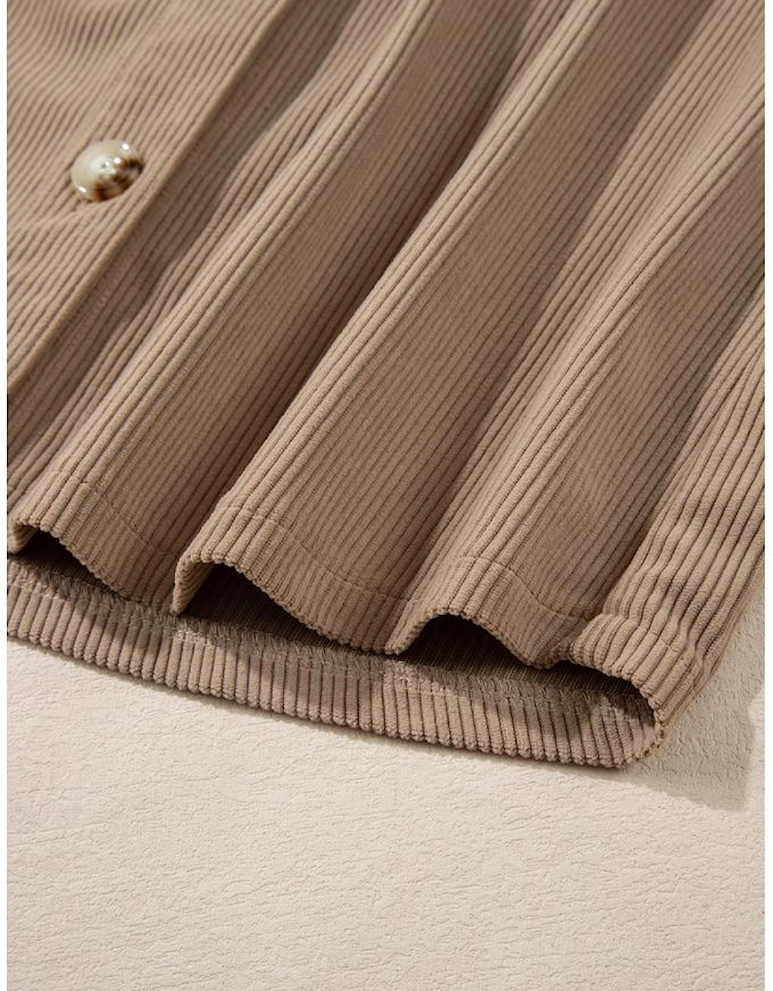 Pale Khaki Hooded Drawstring Pockets Corduroy Shacket, 13 of 12