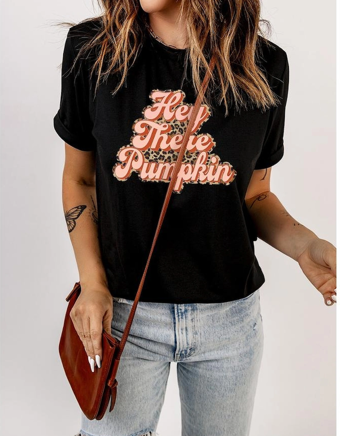 Black Hey There Pumpkin Leopard Graphic Tee, 6 of 5