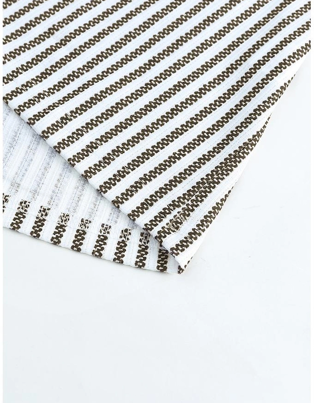 Gray Crew Neck Ruffled Striped Tank Top