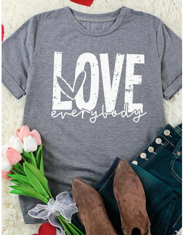 Gray LOVE everybody Graphic T-shirt
