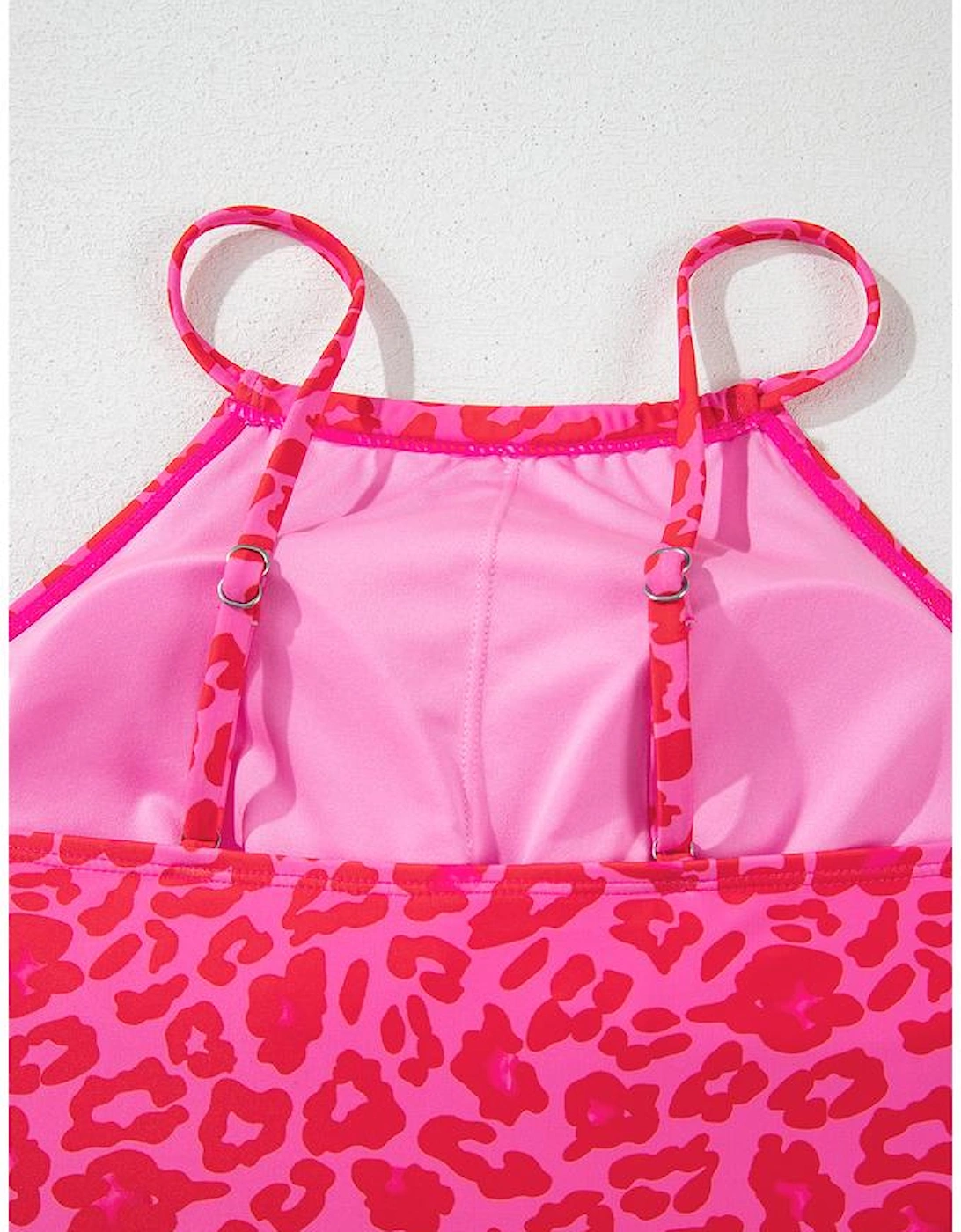 Rose Leopard Drawstring Side Tankini 2pcs Swimsuit, 16 of 15