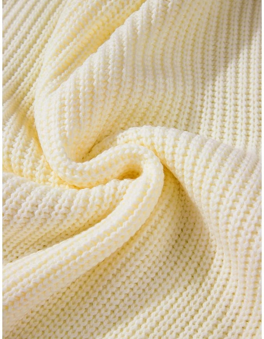 Beige Cable Knit Pumpkin Raw Hem V Neck Loose Sweater