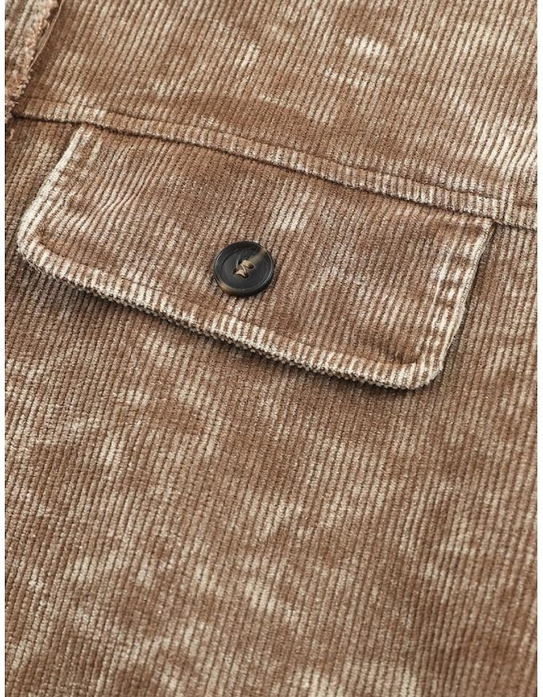 Khaki Vintage Distressed Mineral Wash Oversized Shacket