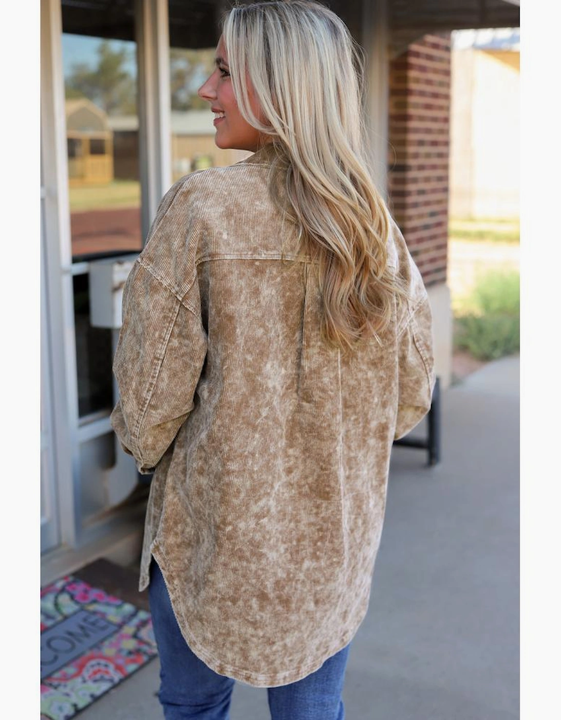 Khaki Vintage Distressed Mineral Wash Oversized Shacket, 16 of 15