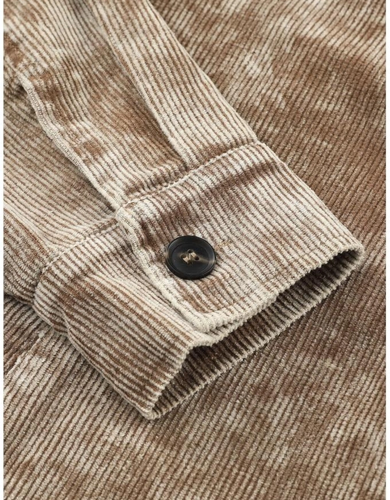 Khaki Vintage Distressed Mineral Wash Oversized Shacket