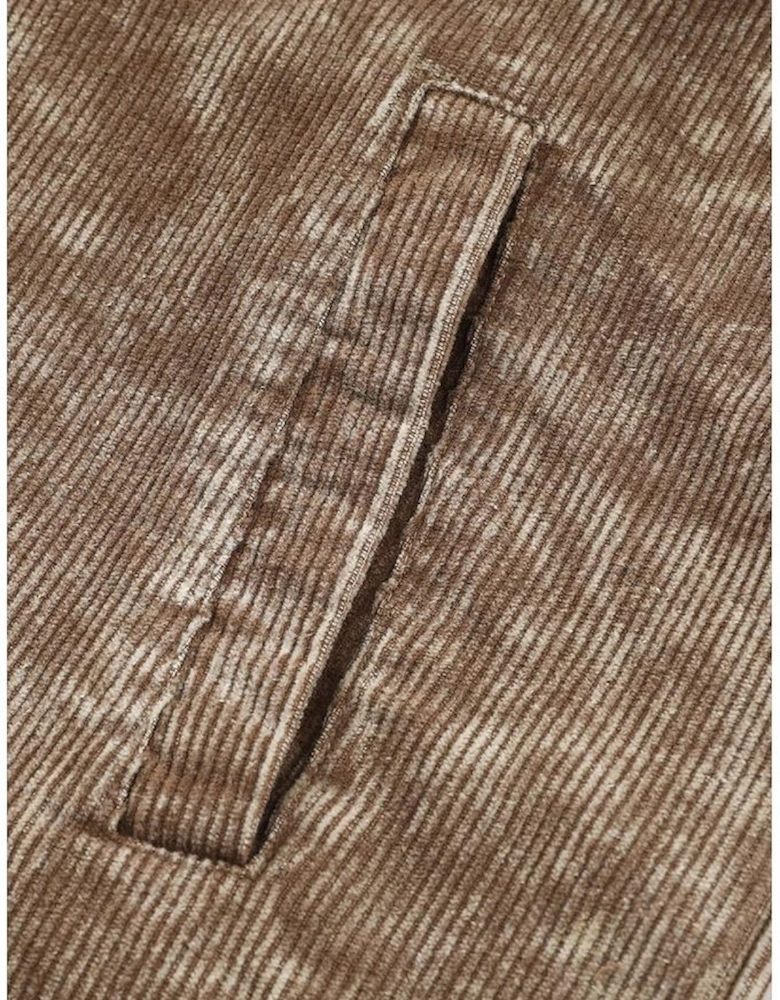 Khaki Vintage Distressed Mineral Wash Oversized Shacket