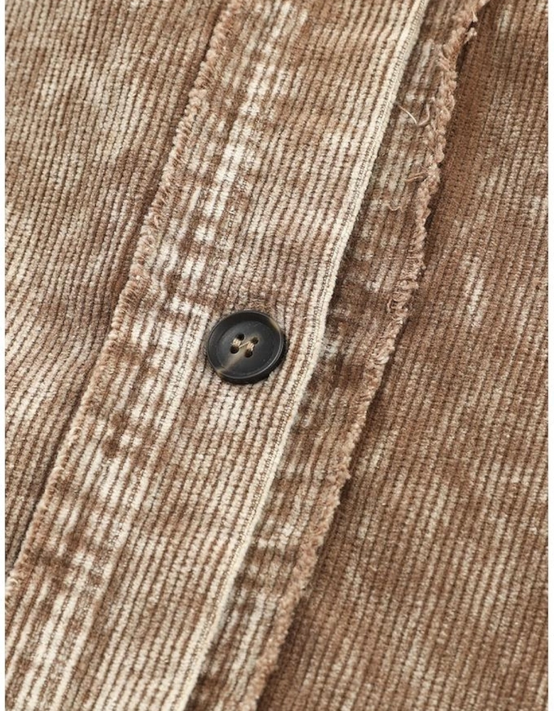 Khaki Vintage Distressed Mineral Wash Oversized Shacket