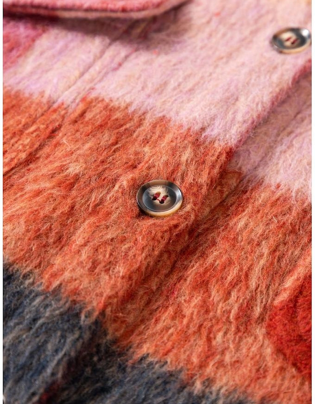 Orange Plaid Print Flap Pockets Buttoned Casual Plus Size Jacket