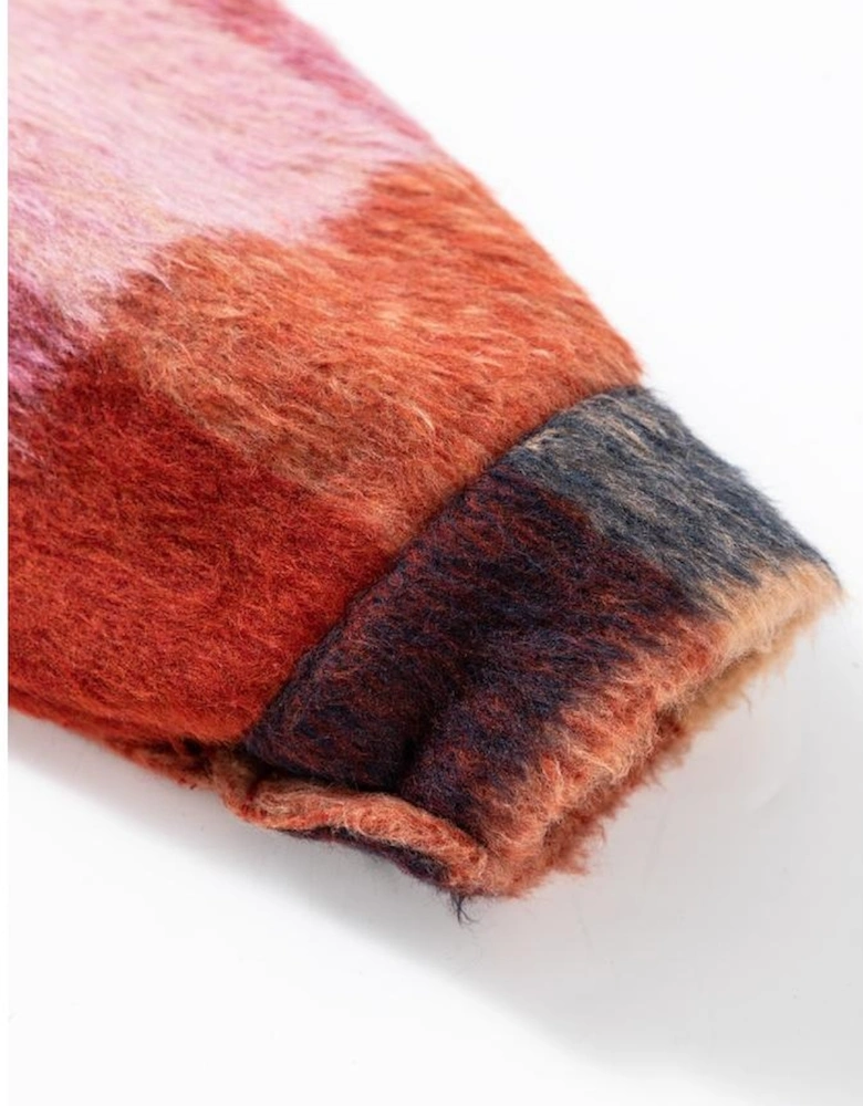 Orange Plaid Print Flap Pockets Buttoned Casual Plus Size Jacket