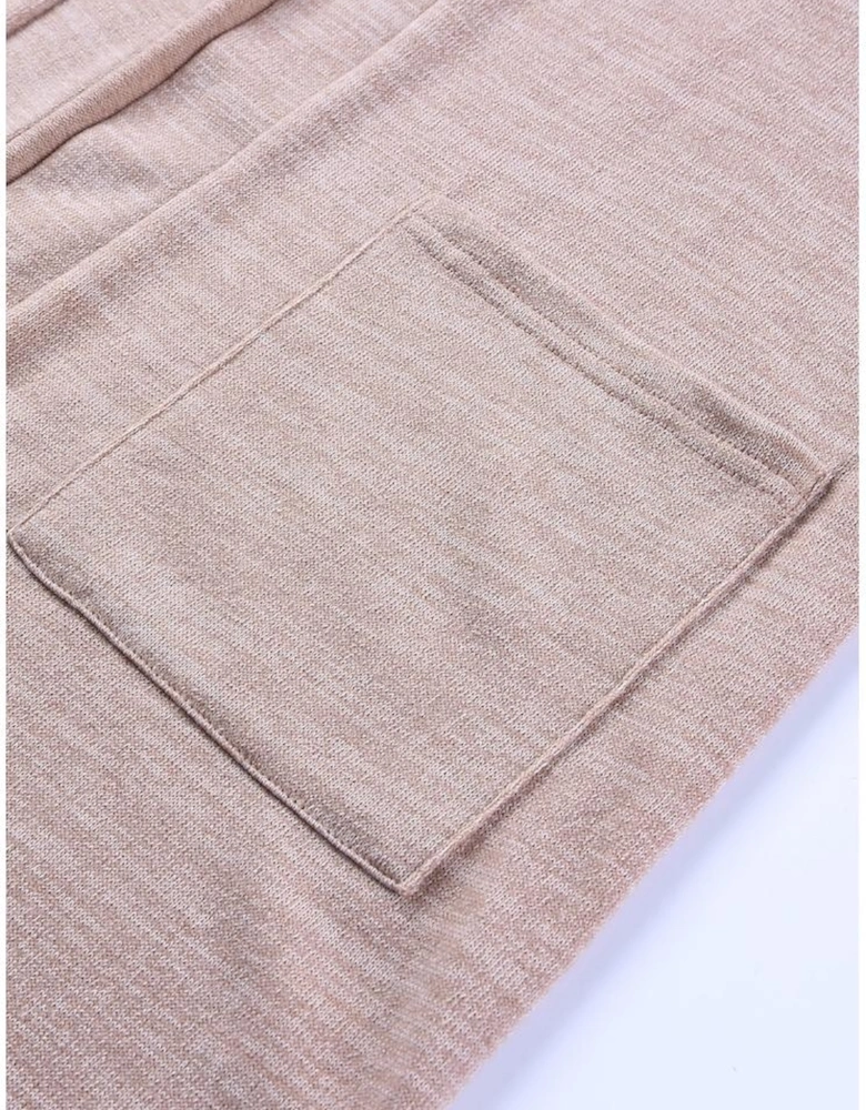 Pink Tunic Back Open Front Cardigan with Pockets