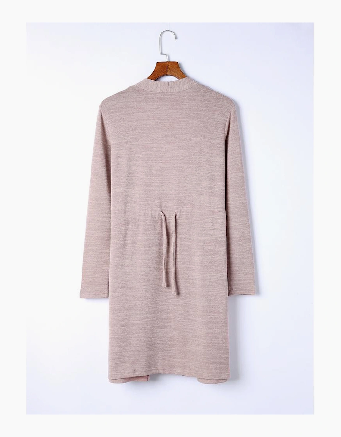 Pink Tunic Back Open Front Cardigan with Pockets