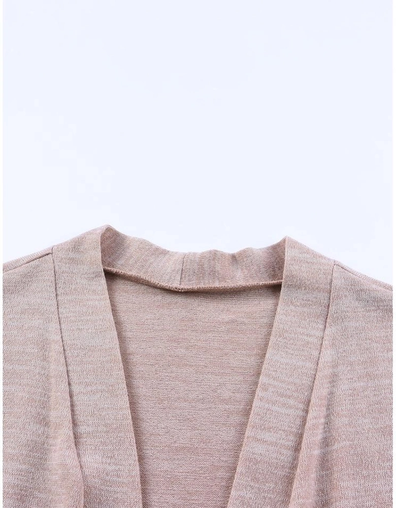 Pink Tunic Back Open Front Cardigan with Pockets