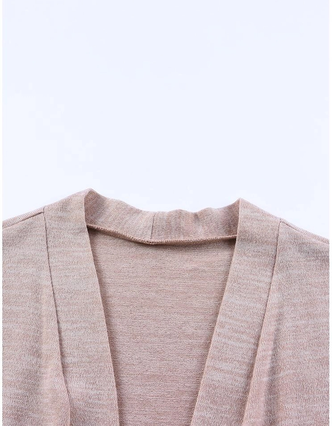 Pink Tunic Back Open Front Cardigan with Pockets
