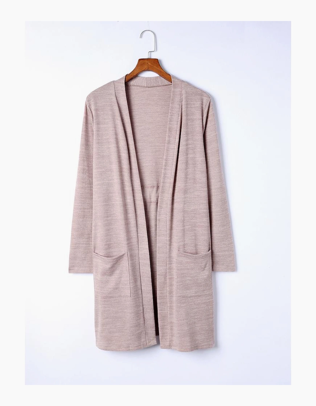 Pink Tunic Back Open Front Cardigan with Pockets