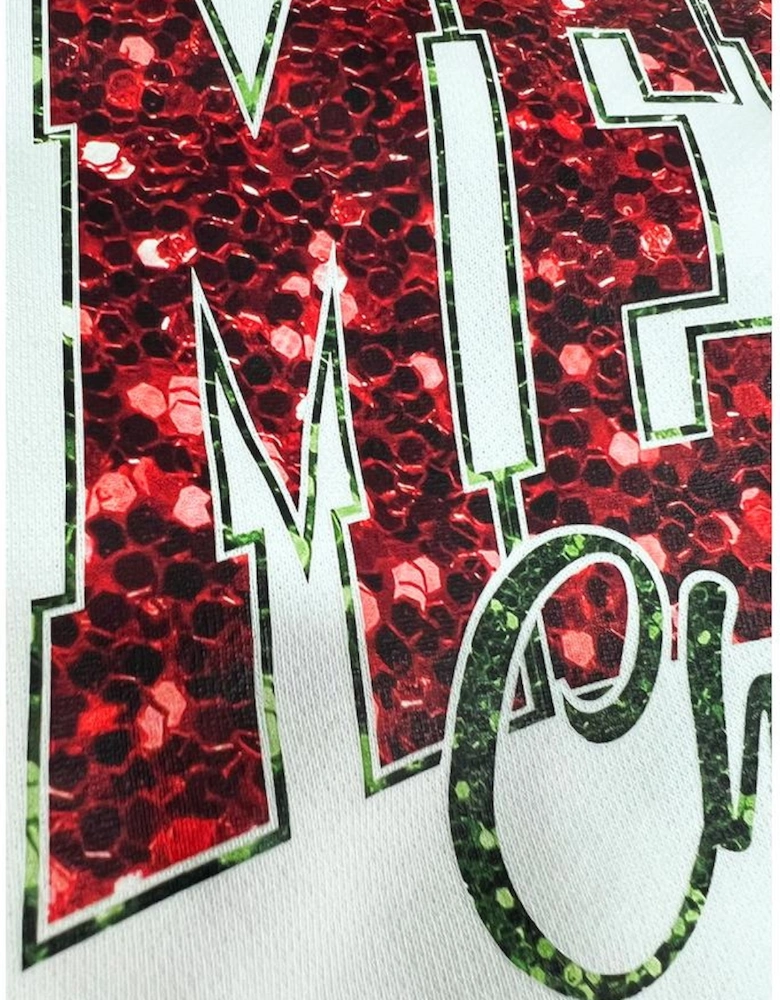 Beige MERRY Christmas Heat Transfer Printing Crewneck Pullover Sweatshirt