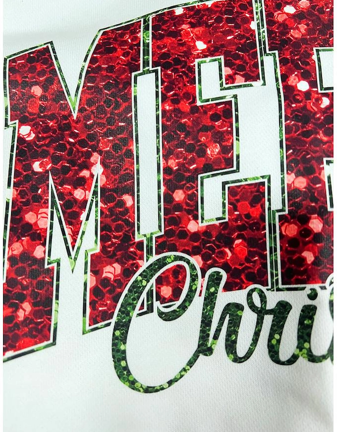 Beige MERRY Christmas Heat Transfer Printing Crewneck Pullover Sweatshirt