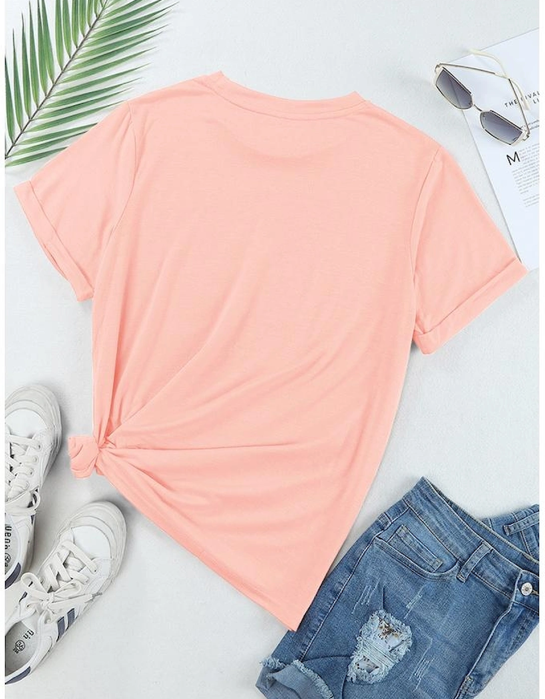 Pink Strawberry Fruit Pattern Graphic Tee