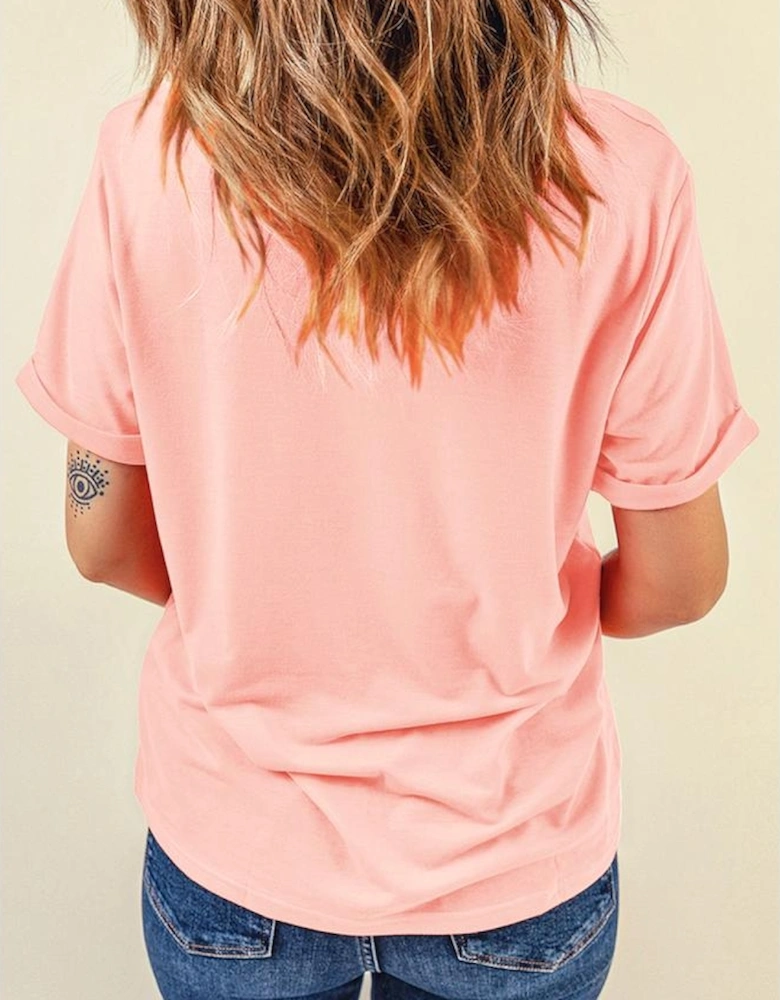 Pink Strawberry Fruit Pattern Graphic Tee