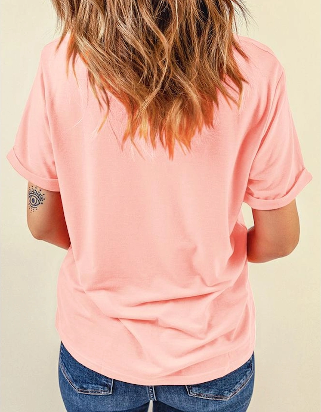 Pink Strawberry Fruit Pattern Graphic Tee