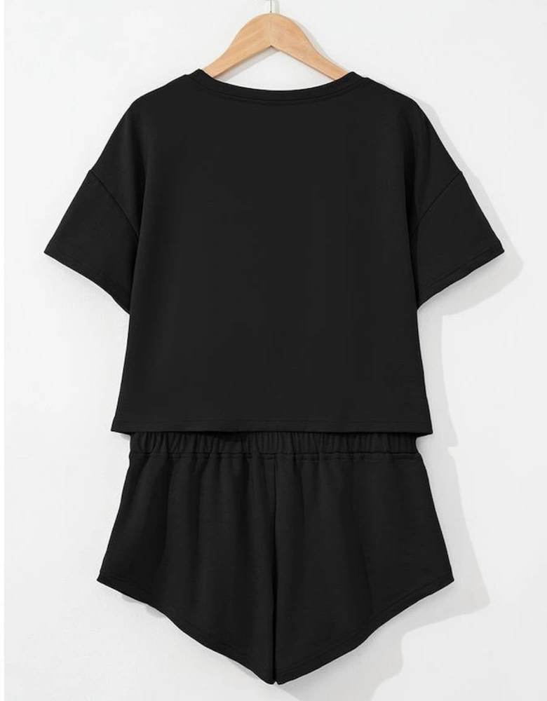 Black Firework USA Graphic Tee and Smocked Waistband Skort Set