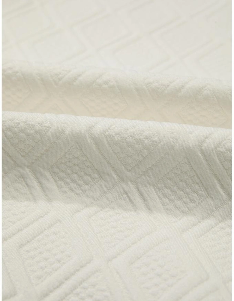 Beige Plus Size Rhombus Texture Contrast Striped Collar Baggy Sweatshirt