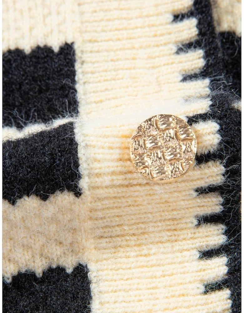 Apricot Stripe Chic Golden Button Cardigan Sweater