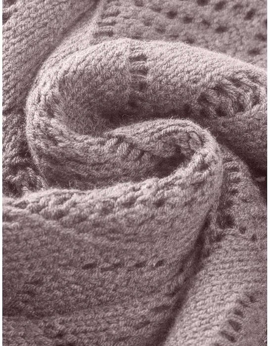 Purple Hollow-out Openwork Knit Cardigan