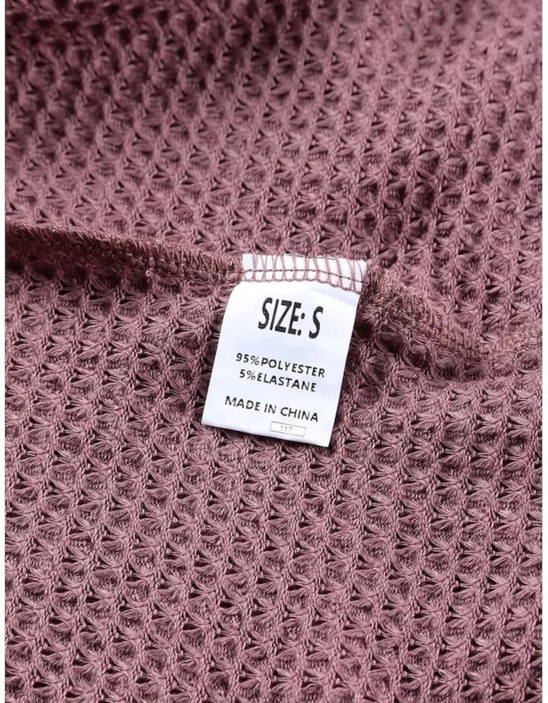 purple Waffle Knit Loose Long Sleeve Top