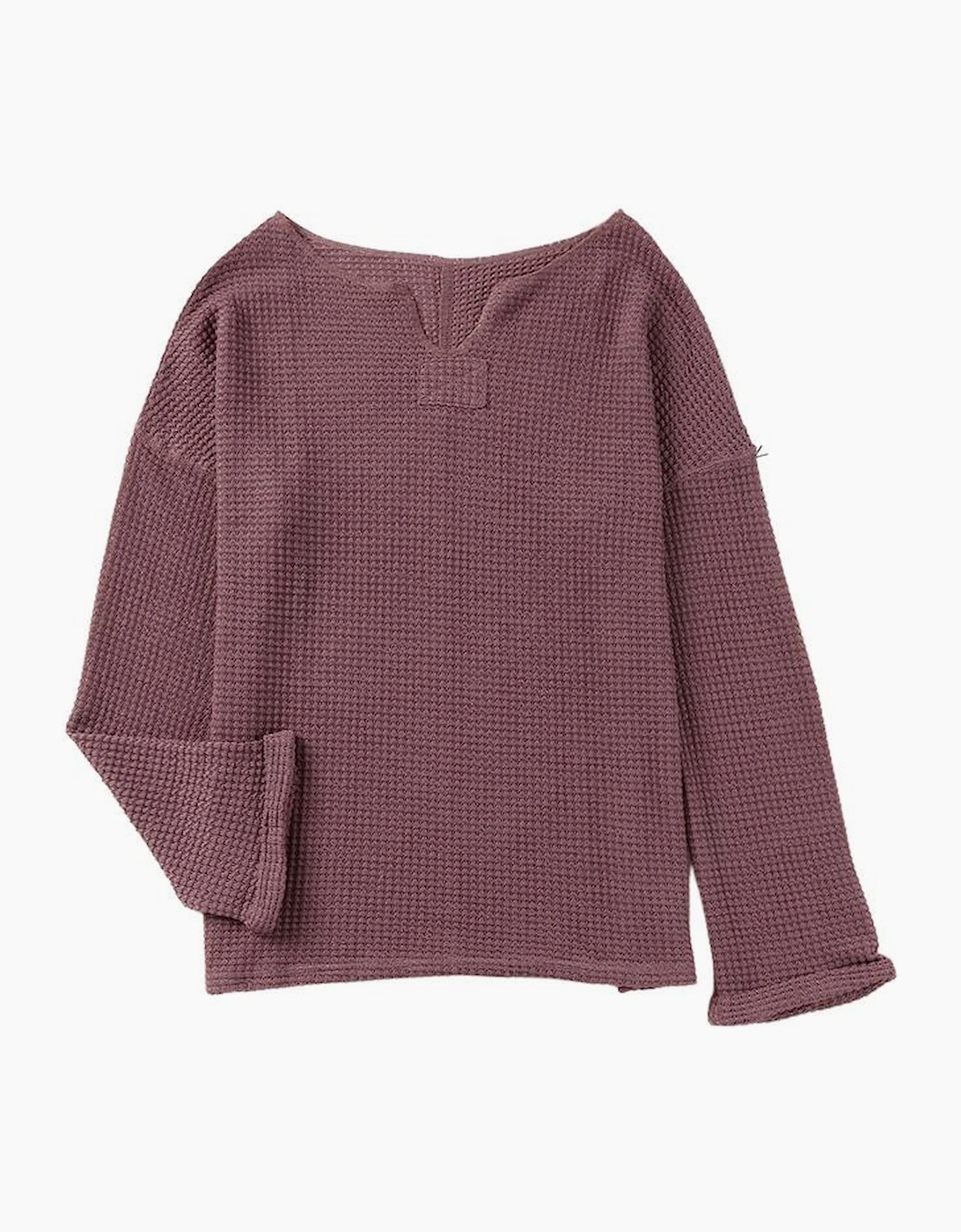 purple Waffle Knit Loose Long Sleeve Top