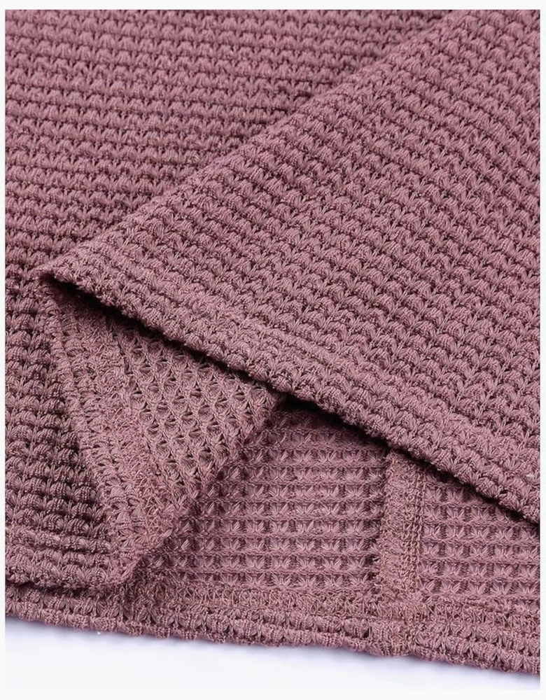 purple Waffle Knit Loose Long Sleeve Top
