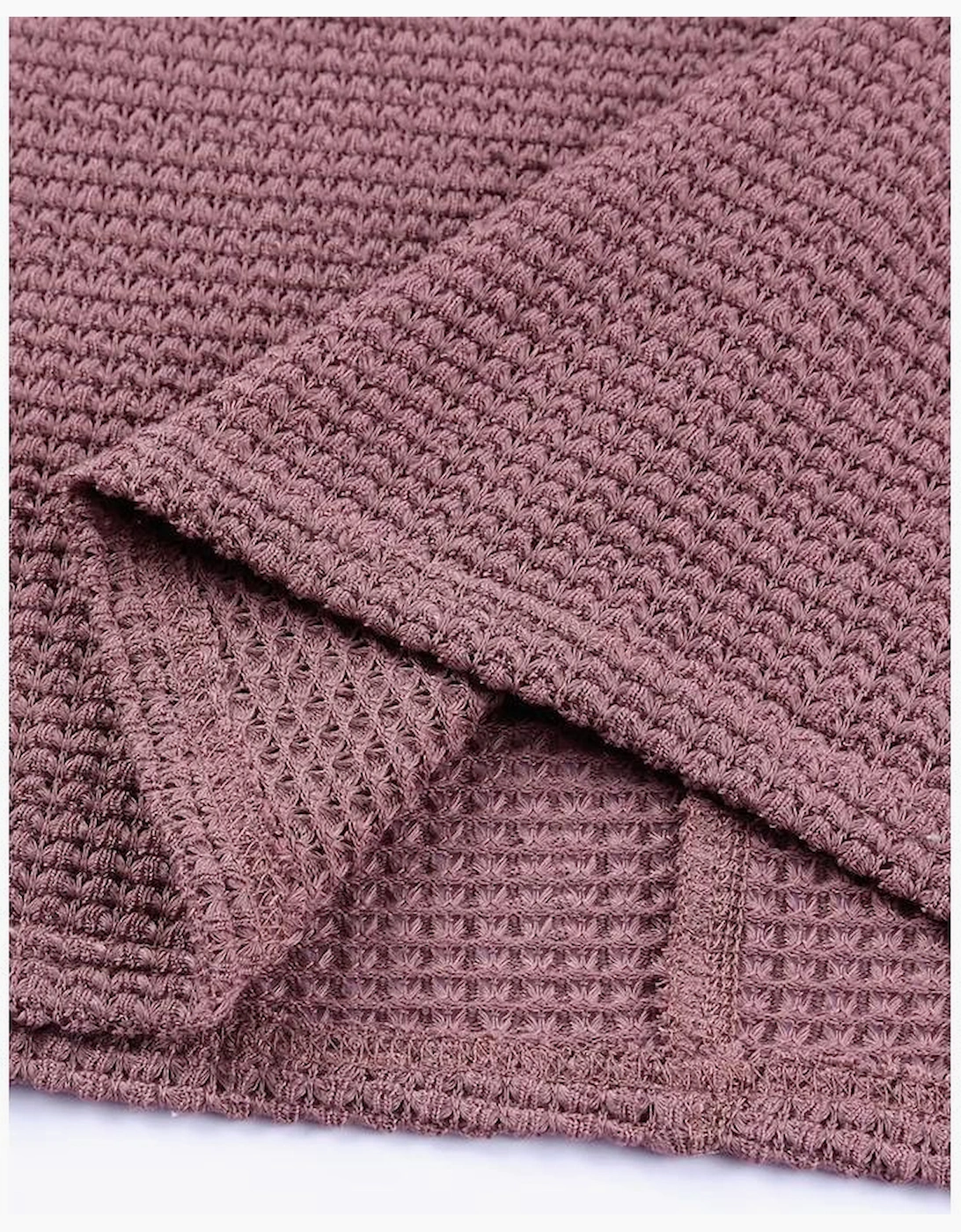 purple Waffle Knit Loose Long Sleeve Top