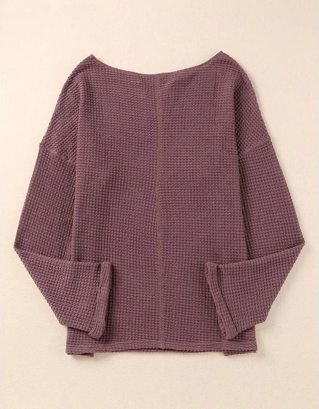 purple Waffle Knit Loose Long Sleeve Top