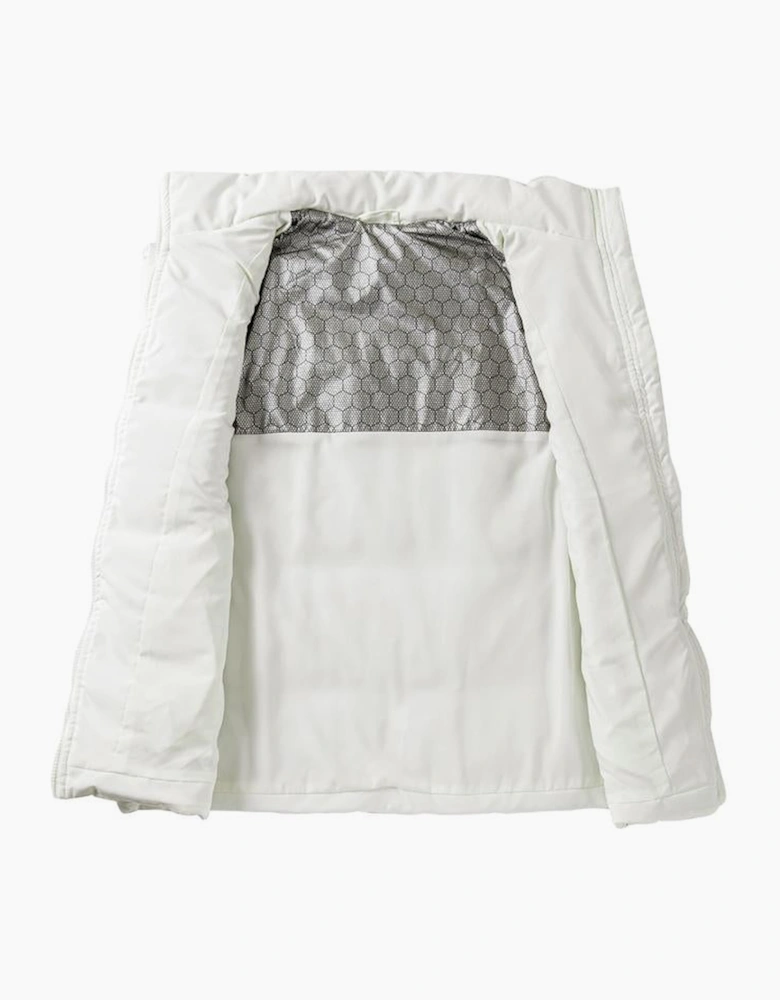 Beige  Zipper Stand Neck Oversized Puffer Vest