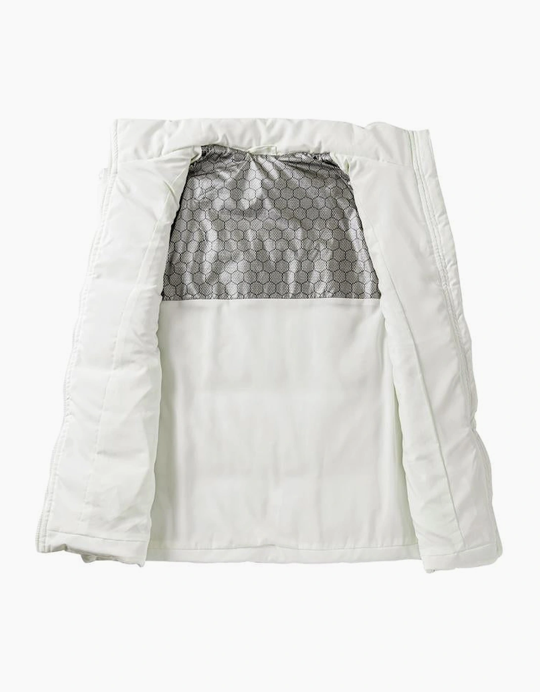 Beige  Zipper Stand Neck Oversized Puffer Vest