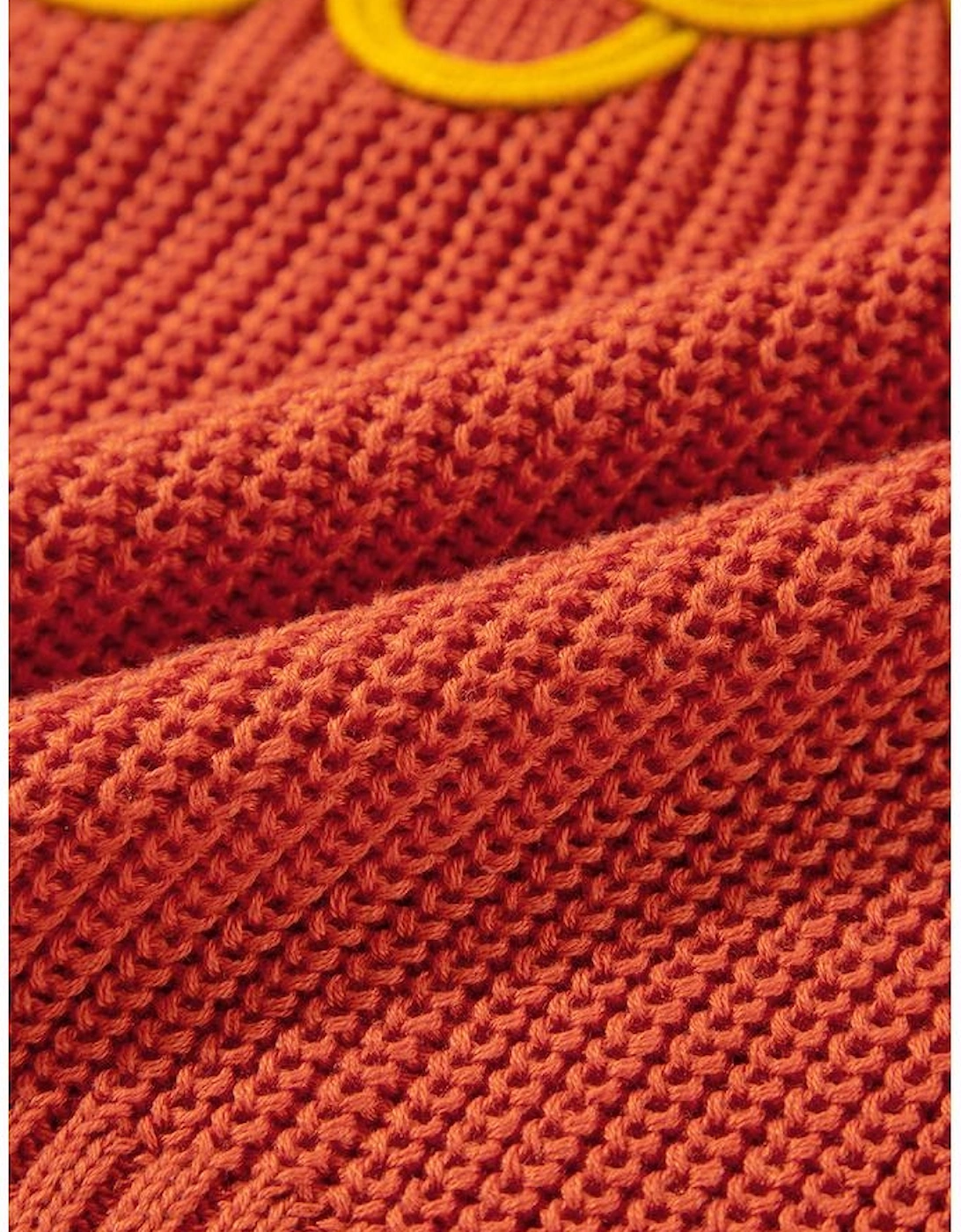 Gold Flame Thanks Giving Letter Graphic Crew Neck Sweater