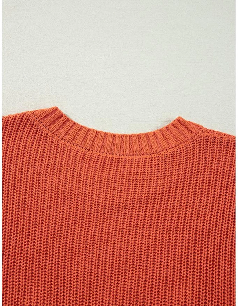 Gold Flame Thanks Giving Letter Graphic Crew Neck Sweater